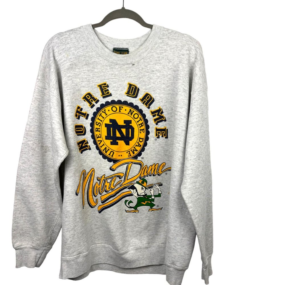 Vintage Home Team Advantage Sweater Mens XL Gray Notre Dame Crewneck Sweatshirt